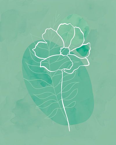 Minimalist floral composition in teal