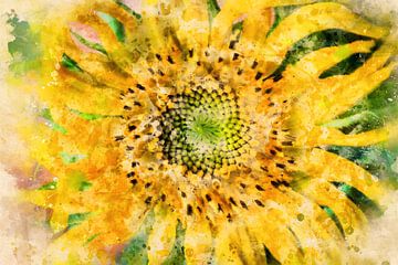 Tournesol (art abstrait, aquarelle)