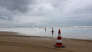 Pylonen bij laag water van Cobi de Jong