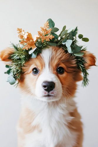 Hundefest mit Blumenkranz