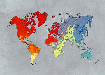 wereldkaart kunst kleuren #kaart #wereldkaart van JBJart Justyna Jaszke