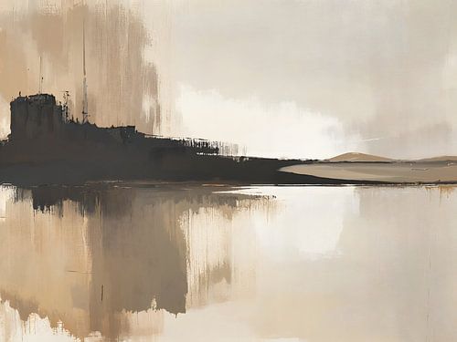 Abstract neutral landscape painting