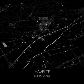 Schwarz-weiße Karte von Havelte, Drenthe. von Rezona