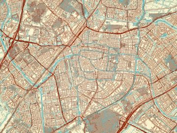 Kaart van Leiden in de stijl Blauw & Crème van Map Art Studio