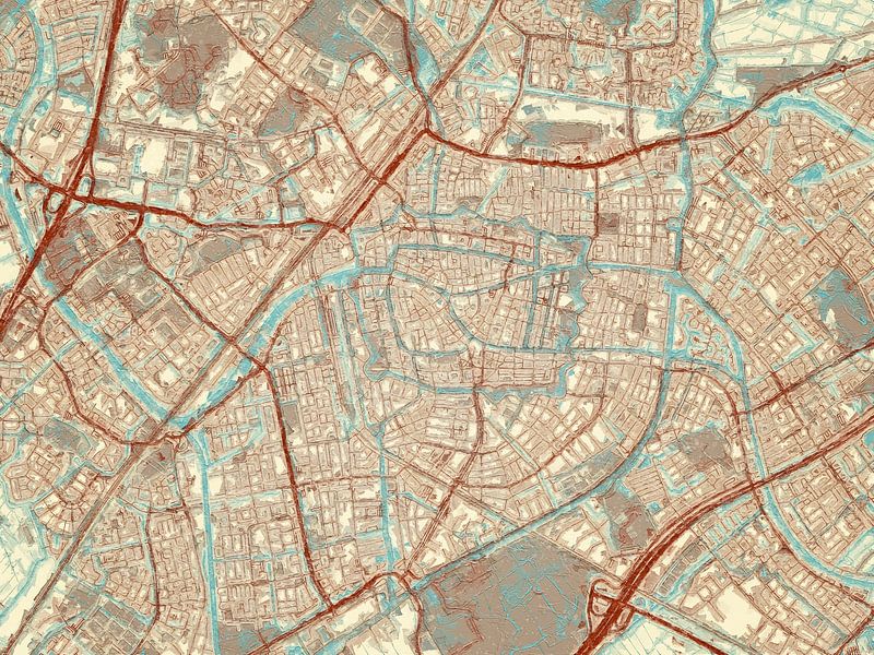 Map of Leiden in the style Blue &amp; Cream by De Kaartenwinkel