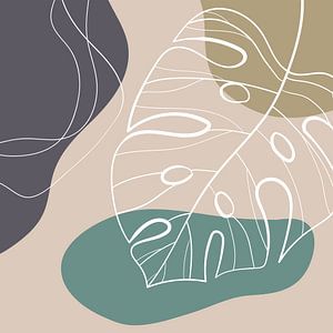 Stilistische Blätter, Formen und Linien: Sand, Braun und Petrol