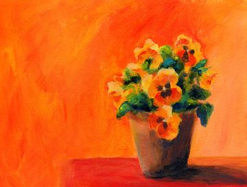 Pensée orange peinture acrylique sur Karen Kaspar