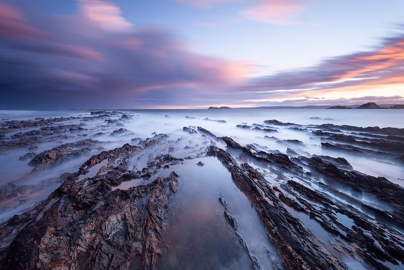 Rock grooves in the sea. A riot of colour at North Head Beach, Australia. by Jiri Viehmann