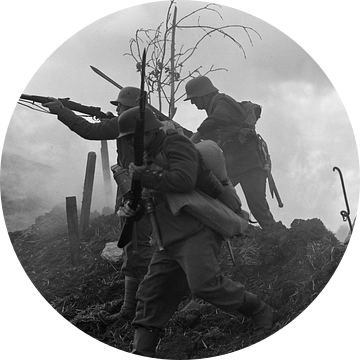 Mannen vechten op het slagveld in de eerste wereldoorlog van Atelier Liesjes