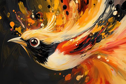 Expressieve abstracte vogel in kleur