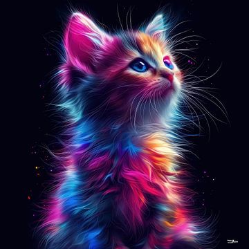 poes - kat in multicolor van Gelissen Artworks