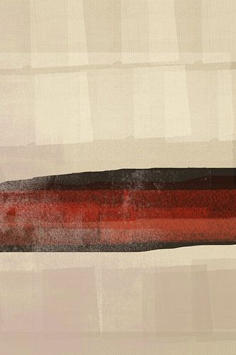 Japandi. Minimalistisch abstract landschap in zwart, terracotta, wit