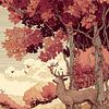 Herfsttafereel met een hert in het bos van Pixelbull Design