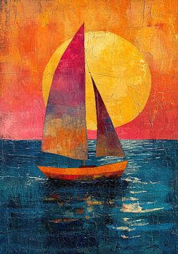 Sailboat Moon Maritime Sea Nautical by Niklas Maximilian