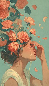 Tränen, die zu Rosen erblühen Wandkunst von Aden Pink Studio