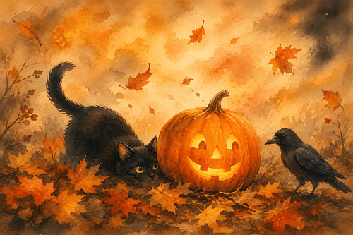 Jeu de chat d'automne