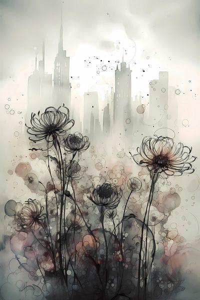 Sketchy flowers in New York city by haroulita
