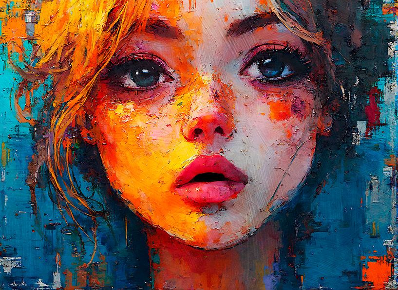 Colourful, modern and abstract lady portrait by AIM Art Studio