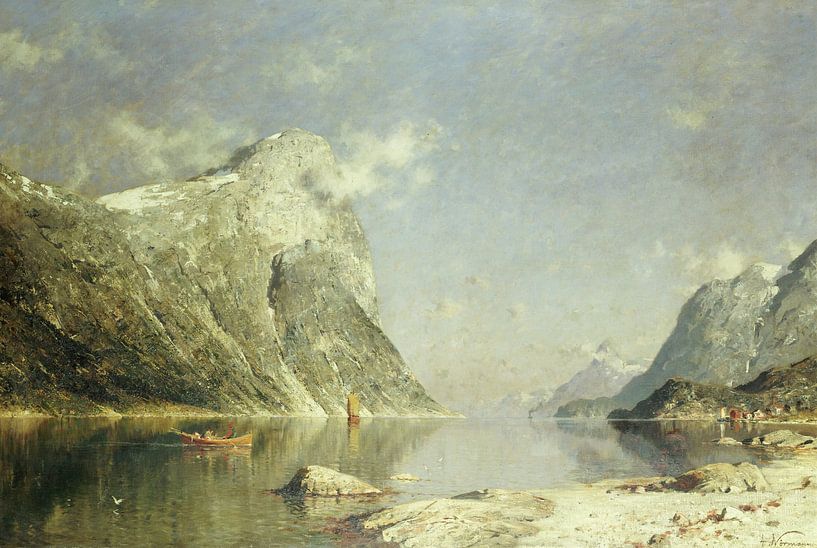 Adelsteen Normann,A Fjord Scene by finemasterpiece