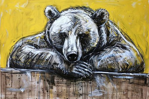 Moderne popart schilderij van een beer