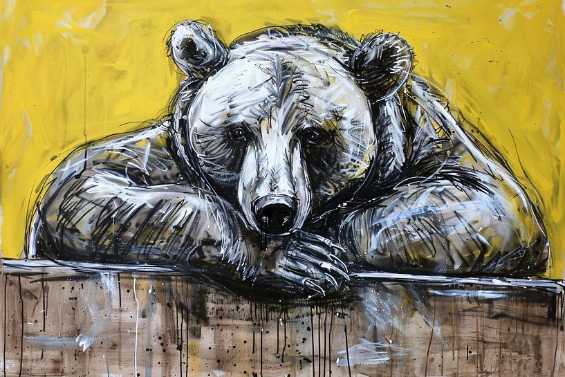 Moderne popart schilderij van een beer van Art & Soul Creations
