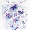 Klassiek aquarel schilderij van veldbloemen in paars lila en blauw van Emiel de Lange