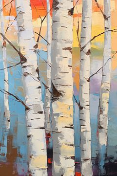Colorful Aspen Forest Painting Wall Art Print by Art In Focus