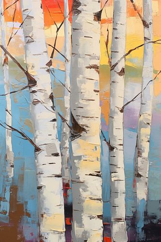 Colorful Aspen Forest Painting Wall Art Print