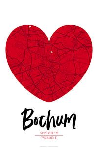 Bochum – City Map Design Stadtplan Karte (Herz) von ViaMapia