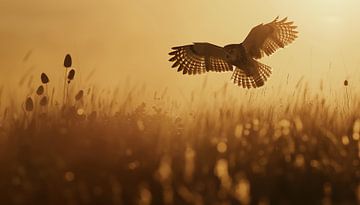 Owl at dusk light colour panorama by TheXclusive Art