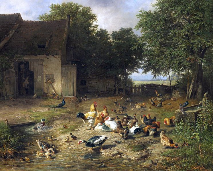 Sommerlicher Hühnerhof, Carl Jutz, 1862 von Atelier Liesjes