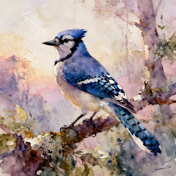 Schöne Vögel der Welt - Blauhäher von Johannas Art Creations