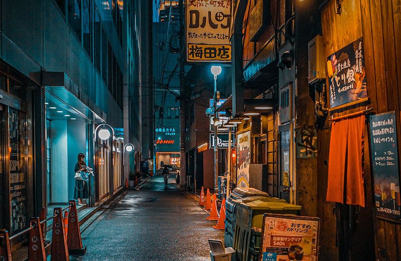 Stimmungsvoll beleuchtete Straßenszene in Japan am Abend von Roger VDB