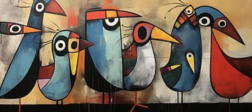 Abstracte Vogel Vormen van Blikvanger Schilderijen