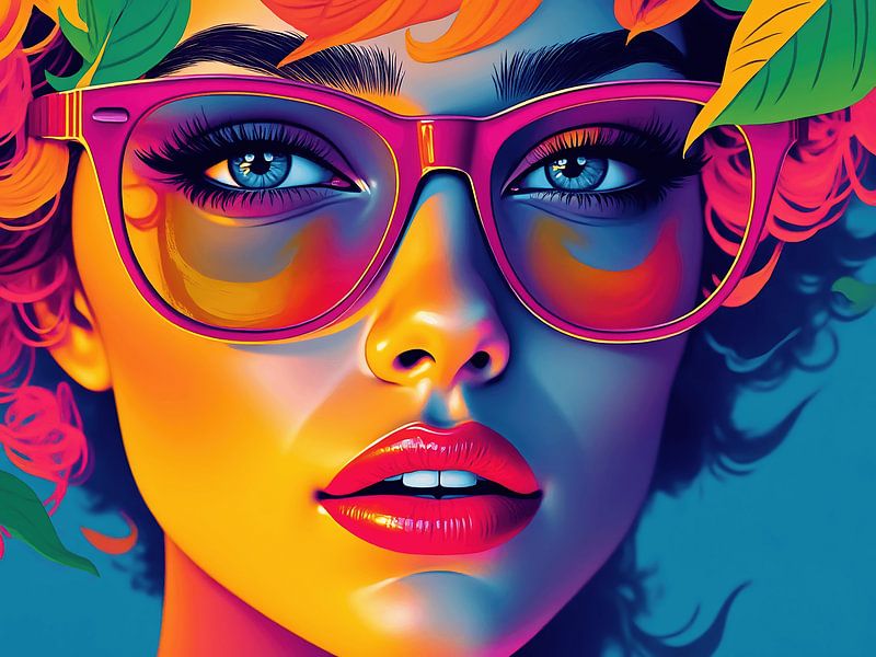 Surrealistisch portret van een vrouw met felle kleuren van The Photo Artist