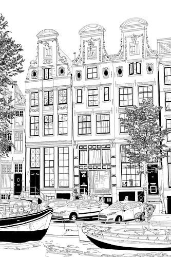 Tekening Herengracht 59-63 Amsterdam Pentekening Lijntekening