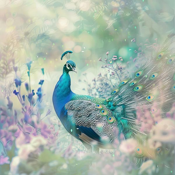 Blue peacock by Poster Art Shop