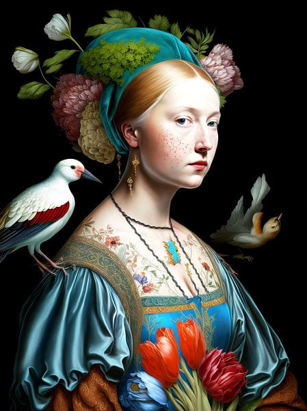 Femme Portrait Renaissance Noblesse élégante opulente Symbolique par gm_designs