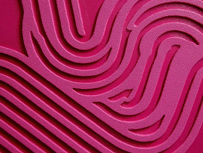 Pink Relief | Magenta Wavy Lines Relief by Modern Collection