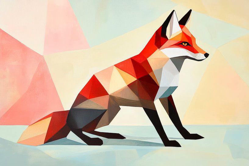 Geometrischer Rotfuchs in lebhaften Farben von Poster Art Shop