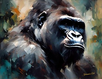 Wilde dieren - Geabstraheerd surrealisme - Gorilla 1 van Johanna's Art