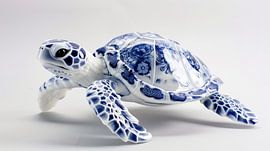 Tortue bleue de Delft sur Lisanne Elzinga