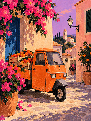 Ape in der Blütengasse – Mediterraner Sommer