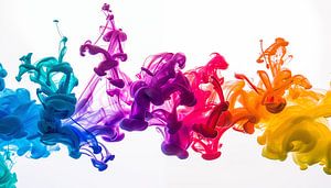 encre dans l'eau panorama coloré
