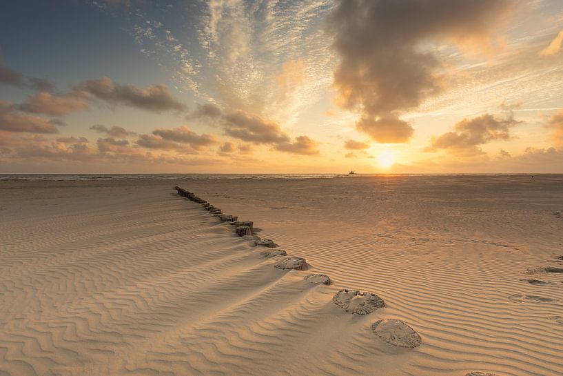 Posts in the sand near Hollum - Sunset on Ameland by KB Design & Photography (Karen Brouwer)