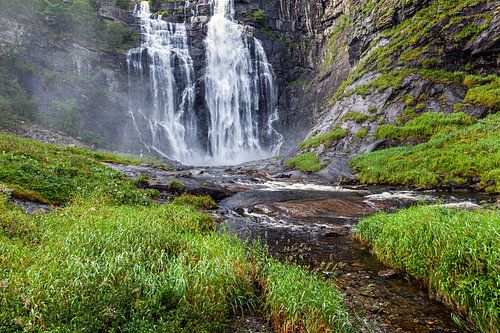 The Skjervsfossen waterfall near Vossevangen in Norway