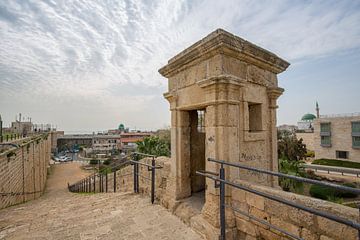 Wachtpost langs Muur rond oude stad van Accra, Israel
