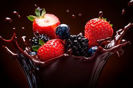 Fruchtige Explosion in Schokoladensauce von Poster Art Shop