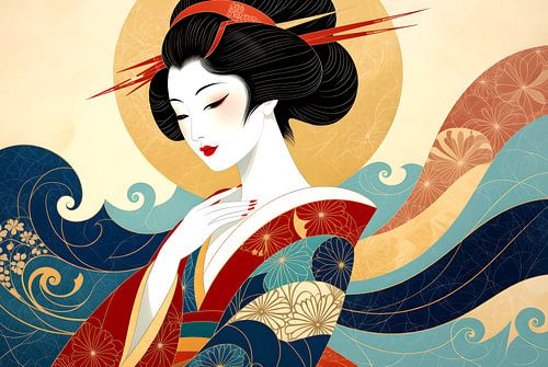 Japanese abstract portrait art