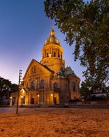 Christuskirche Mannheim  nach Sonnenuntergang